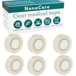 NanaCare Hypoallergenic Transparent Surgical Tape 1.25cm x 9.1m | 6 Rolls Transporous Surgical Tape| Medical Tape for Skin, Dressings and Face | First Aid Tape Suitable for Sensitive Skin