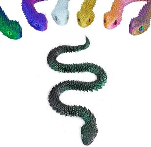 Nemoro 3D Printed Articulated Snake – 29.5'' Crystal-Like Movable Snake– Realistic Slithering Design, Collectible Articulated Model (Black Green)
