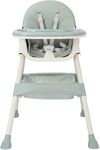 Little Bambino High Chair Baby Toddler, Removable Double Layer Tray, 5-Point Harness, Foldable Easy Storage, Adjustable Height Legs, Easy Assemble High Chair, Age 6 Months+ Sage Green