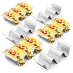 Taco Holder, 6 Pack Stainless Steel Taco Stand Tray with Handles Holds Up to 3 or 2 Tacos Each for Hot Dogs, Sandwiches and Pancakes