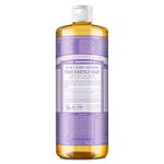 Dr Bronner's 18-in-1 Lavender Pure-Castile Liquid Soap, Made with Organic Oils. Used for Face, Body, Hair, Dishes, Mopping and Pets, Certified Fair Trade & Vegan Friendly, 946ml Recycled Bottle