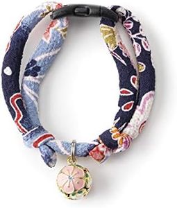 NECOICHI Chirimen Plum Blossom Cat Collar (Blue)