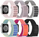 6 Pack Sport Nylon Loop Band Compatible with Apple Watch Bands 38mm 40mm 41mm 42mm 44mm 45mm 46mm 49mm for Women Men, Adjustable Breathable Braided Straps for iWatch Series 10/9/8/7/6/5/4/3/SE/Ultra