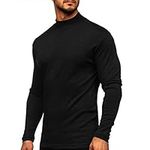 Sprifloral Men's Thermal Long Sleeve T-Shirt Top Turtleneck Warm Underwear Baselayer Black M