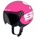 Steelbird Junior Soldier Open Face Cycling Helmet For Kids With Extra Free Clear Visor(Xxx-Small 500 Mm,Dashing Pink With Smoke Visor)