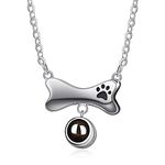 Bycuss Personalized Projection Necklace,Custom Photo Paw Print Necklaces,Bone Shape Memorial Pendant With Pet Friend Lover Pictures,Gift For Christmas Thanksgiving Birthday