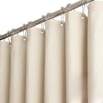 BTTN Clawfoot Tub Shower Curtain - 180 x 72 Extra Wide Linen Textured Weighted Fabric Shower Curtain Set with 32 Hooks, Large Hotel Simple Neutral Polyester Shower Curtains for Bathroom - Cream/Beige