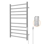 Aquatrend Towel Warmer Rack, 10 Bar Electric Stainless Steel Heated Towel Racks for Bathroom, Towel Warmer Rack with Build-in Timer, Fast Heating, Plug-in (Nickel)