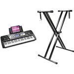 RockJam Xfinity Heavy-Duty, Double-X, Pre-Assembled, Infinitely Adjustable Piano Keyboard Stand with Locking Straps + M-Audio SP-2 Universal Sustain Pedal