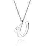 Fancime U Monogram Necklace Initial Necklace Sterling Silver Letter Choker Necklace For Women Girls