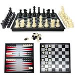 xwin sportseries Education Series Plus, (Pack of 2) Chess, Backgammon, Checkers 3 in 1 Set Large 35cm,Travel Foldable Chess Board, Draughts and Checkers Set, Strategy Games for Kids, Adults