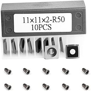 11mm Square Tungsten Carbide Replacement Cutter Inserts Radius edge 11x11x2.0mm-R50 with Screws Replacement for Woodworking Fits Spiral Helical Planer Cutter Head or lathe Turning Tipped 10pcs