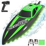 VOLANTEXRC RC Boats for Adults 20MPH with LED Light Remote Control Boat for Pool & Lake 2.4GHz Racing Boat with 2 Rechargeable Batteries Outdoor Water Toys Gifts for Boys Girls(Green)