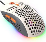 KUIYN 383 PRO Ultralight Wired Gaming Mouse, Lightweight Honeycomb Shell, 6 RGB Breathable Backlight, 6 Adjustable DPI 6400, USB Optical Model Win10/XP/Xbox/PS4/PS5/Mac/HP/Acer (Grey-Orange)