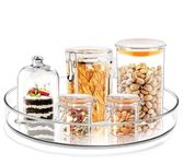 House of Quirk Lazy Susan Turntable, Lazy Susan for Table Spice Rack Organizer for Cabinet Clear Organizer Bin 360 Degree Rotating Storage Tray (Clear)