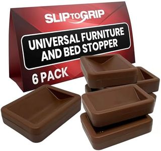 SlipToGrip Bed and Furniture Stoppers - Non Slip Rubber Backing Protects Floor, fit All Wheels of Furniture, Sofa Bed Chairs-Made up of Solid ABS Plastic Prevents Scratches and Sliding (6, Brown)