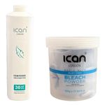 ICAN LONDON PROFESSIONAL CREAM PEROXIDE 30 VOL 9% 1000 ML + RAPID BLUE POWDER BLEACH (JAR) 500 G SET