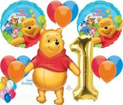 Anagram Licensed Birthday Balloons, Intended for Winnie the Pooh, Theme Collection, Party Accessory, Multicolor, 1st Birthday