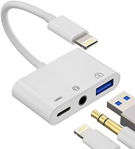 zoyuzan Compatible for iPhone Headphone Adapter 3.5mm AUX Audio Jack Charger Dongle Earphone Splitter Compatible with Lightning Male to USB Female OTG Power Charging Camera MIDI Connector for ipad