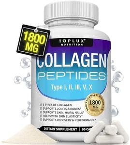 Toplux Multi Collagen Peptides Pills 1800 Mg Complex - Type I, II, III, V, X Premium Collagen Complex for Better Skin & Hair, Strong Joint, Hydrolyzed Protein, for Men Women, 90 Capsules, Supplement