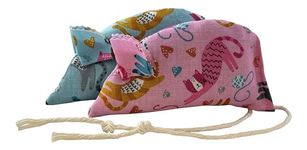 Playful Cats on Teal and Pink Pack of 2 Catnip Mice