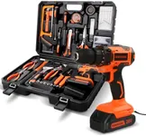 COMOWARE 120 Pcs Home Tool Kit with Drill, 20V Power Tool Combo Kits with 2.0 Ah Li-ion Battery & Charger, 25+1 Clutch, Tool Sets for Men, Household Tool Set for Garden Office Home Repair