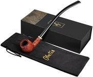 Obetis Churchwarden Briar Tobacco Pipe - Handmade Wood Tobacco Pipe with Bent Long Stem, Handcraft Tobacco Pipe with Luxury Gift Box, Ideal for Pipe Lovers