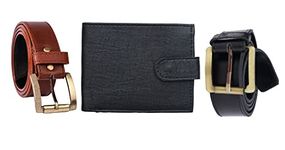 Mundkar 1 Wallet & 2 Belt Combo Gift Set (Pak of 3) (Belt Size : 34" inch) (combo-13)