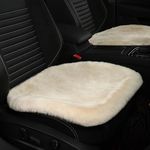 Genuine Sheepskin Car Seat Warmer, Fluffy Wool Car Seat Cushion, Soft Plush Winter Cover with Non-Slip Backing, Universal Fit for Cars, SUVs and Office Chairs(Pearl)