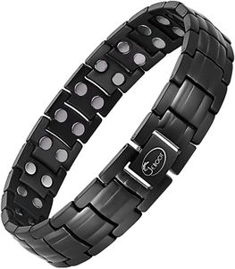 JEROOT Bracelet Magnétique Pour Homme, Bracelets Titane Noir Bijou Aimanté Bracelet Homme, Réglable Avec Outil De Dimensionnement 44 Aimants Puissants (154000 GAUSS)