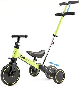 XJD 3 en 1 Vélo Draisienne Tricycle pour Enfants de 1-3 Ans Premier Vélo d'Entraînement d'Équilibre Véhicule avec Pédale Cadeau pour Filles Garçons Léger (Vert+Putter, Tricycle)
