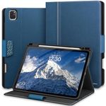 KingBlanc Case for iPad Pro 11-inch 2024 (M4, 5th Generation) with Pencil Holder, PU Leather Durable Protective Cover, Auto Sleep/Wake, Supports Pencil Pro/Pencil (USB-C), Viewing/Typing Angles, Blue