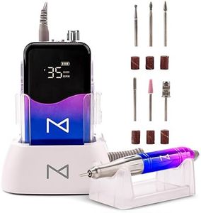 M Mase - Professional Nail Drill Machine - 2-in-1 Cordless Electric Nail File - Rechargeable, Portable, 35000 RPM, HD Display - Perfect for Salon & Home Use (Unicorn Pink Blue)