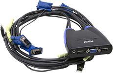 ATEN 4-Port USB 2.0 Cable-Built-in KVM Switch with Audio Support CS64US (Gray)