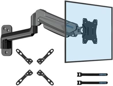 BONTEC Monitor Wall Mount for 13-42 Inch Screens, Gas Spring Wall Monitor Arm Holds Up to 8kg, Adjustable Tilt Swivel Wall Monitor Mount, Single Arm with VESA Extension Kit Fit VESA 75/100/ 200