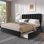 VECELO Queen Size Upholstered Bed F