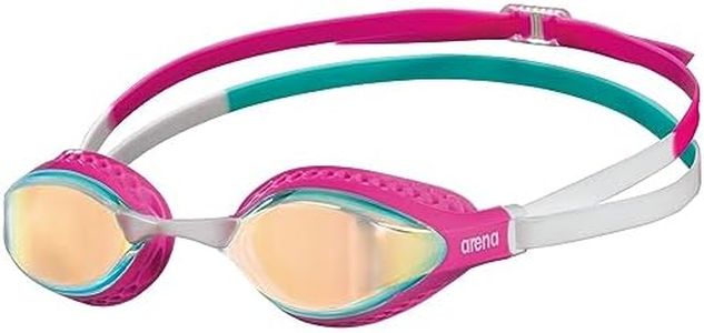arena Air-Speed Anti-Fog Swim Goggles for Men and Women, Yellow Copper Mirror/Pink