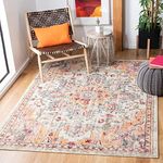 SAFAVIEH Madison Collection Accent Rug - 3' x 5', Beige & Orange, Medallion Distressed Design, Non-Shedding & Easy Care, Ideal for High Traffic Areas in Entryway, Living Room, Bedroom (MAD473E)