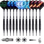 WIN.MAX Darts Plastic Tip,Soft Tip Darts Set,12 Pcs 18 Gram with 100 Extra Dart Tips,12 Flights, Flight Protectors and Tool Kit for Electronic Dart Board