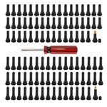 AuInLand 100 PCS TR413(50pcs/Bag) and TR414(50pcs/Bag) Rubber Snap-in Tire Valve Stem with Valve Tool