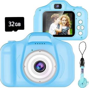 Seckton Kids Selfie Camera, Christmas Birthday Gifts for Girls&Boys Age 3-9, HD Digital Video Cameras for Toddler, Portable Toy for 3 4 5 6 7 8 Year Old Girls&Boys with 32GB SD Card (Sky Blue)