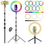 12" Ring Light with Tripod Stand & Phone Holder, PEYOU Upgraded 3 in 1 Ring Light for Phone with 26 Color Modes for Makeup/YouTube/TikTok/Live Stream/Photograph