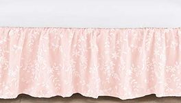 Sweet Jojo Designs Pink Floral Vintage Lace Girl Baby Nursery Crib Bed Skirt Dust Ruffle - Solid Light Blush Luxurious Elegant Princess Boho Shabby Chic Luxury Glam Flower High End Boutique