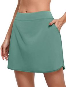 CHICHO Women's Athletic Skorts,Sun Protection Skirt for Girl Breathable Tennis Skort High Waist Golf Skirts with Pockets Breathable Fashion Athletic Skirts Office Wear Green Medium