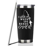 Fishing Gifts for Men Gifts for Fathers Day 20oz Black Born to Fish Forced to Work Travel Tumbler Birthday for Grandpa Dad Uncle Boyfriends Fishing Lover Travel Cup with Lid Straw