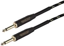 Monoprice 601415 Braided Cloth 1/4 Inch (TS) Male 20AWG Instrument Cable Cord - 15 Feet- Black (Gold Plated)