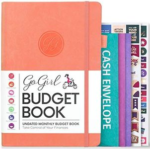 GoGirl Budget Book – Undated Colorful Monthly Financial Planner Organizer. Budget Planner & Expense Tracker to Reach Financial Goals, Lasts 1 Year, Bonus 3 Cash Envelopes, A5 Hardcover – Peach Pink