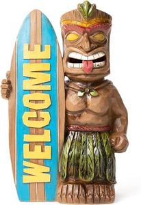VP Home Welcome Surfboard Tiki Solar Light for Home and Outdoor Decor Welcome Tiki Solar Powered Flickering LED Garden Light Backyard Surfboard Tiki Halloween Decoration