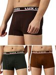 Lux Cozi Bigshot Men's Pack of 3 Brown, Dark Grey, Mustard Semi Long Trunk (Size : 95cm)
