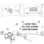 BoldLoft Love You to The Stars & Beyond Couple Pillowcases - Gifts for Couples, Long Distance Relationships, Anniversary, Wedding, Valentines Day, Christmas, His and Hers Gifts